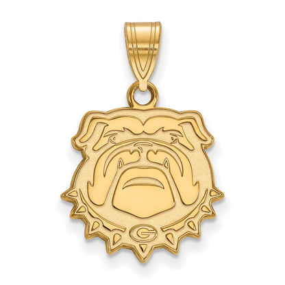Gold Plated Sterling Silver Logoart University Of Georgia Bulldog Medium Pendant