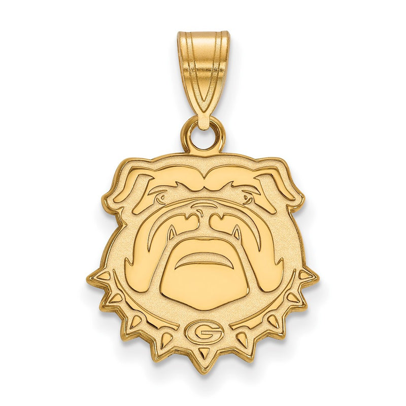 Gold Plated Sterling Silver Logoart University Of Georgia Bulldog Medium Pendant