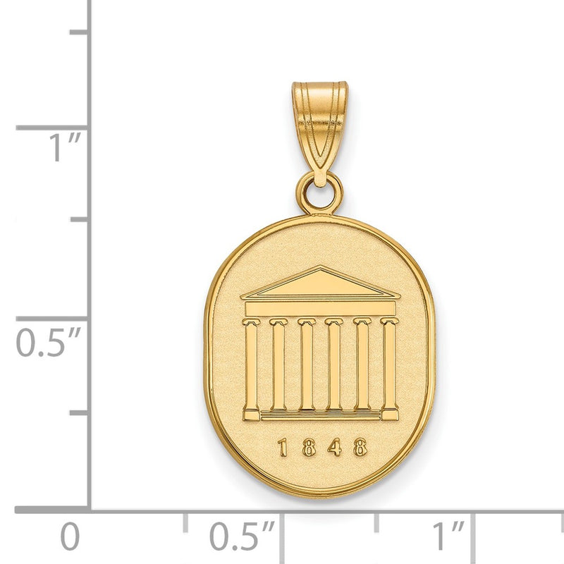 Gold Plated Sterling Silver Logoart University Of Mississippi 1848 Large Crest Pendant