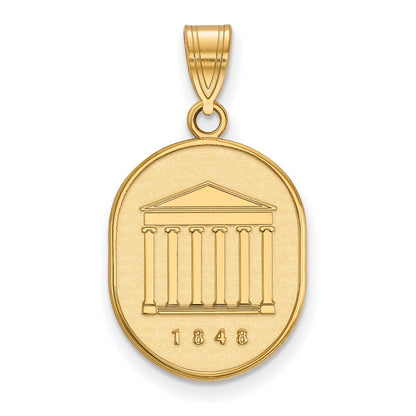Gold Plated Sterling Silver Logoart University Of Mississippi 1848 Large Crest Pendant