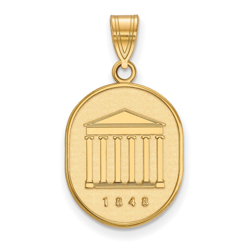 Gold Plated Sterling Silver Logoart University Of Mississippi 1848 Large Crest Pendant