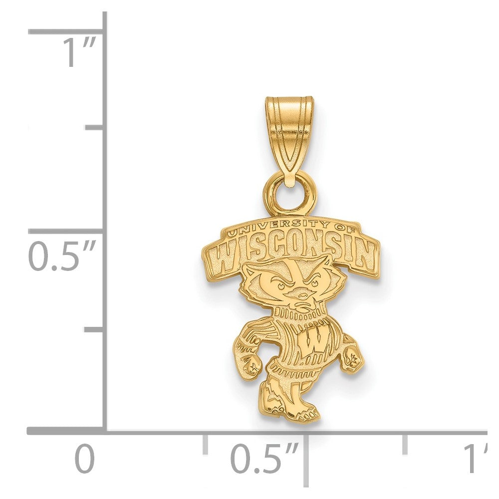 Gold Plated Sterling Silver Logoart University Of Wisconsin Small Pendant