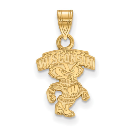 Gold Plated Sterling Silver Logoart University Of Wisconsin Small Pendant