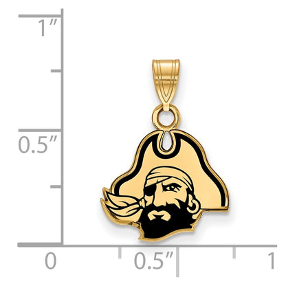 Gold Plated Sterling Silver Logoart East Carolina University Pirate Small Enameled Pendant
