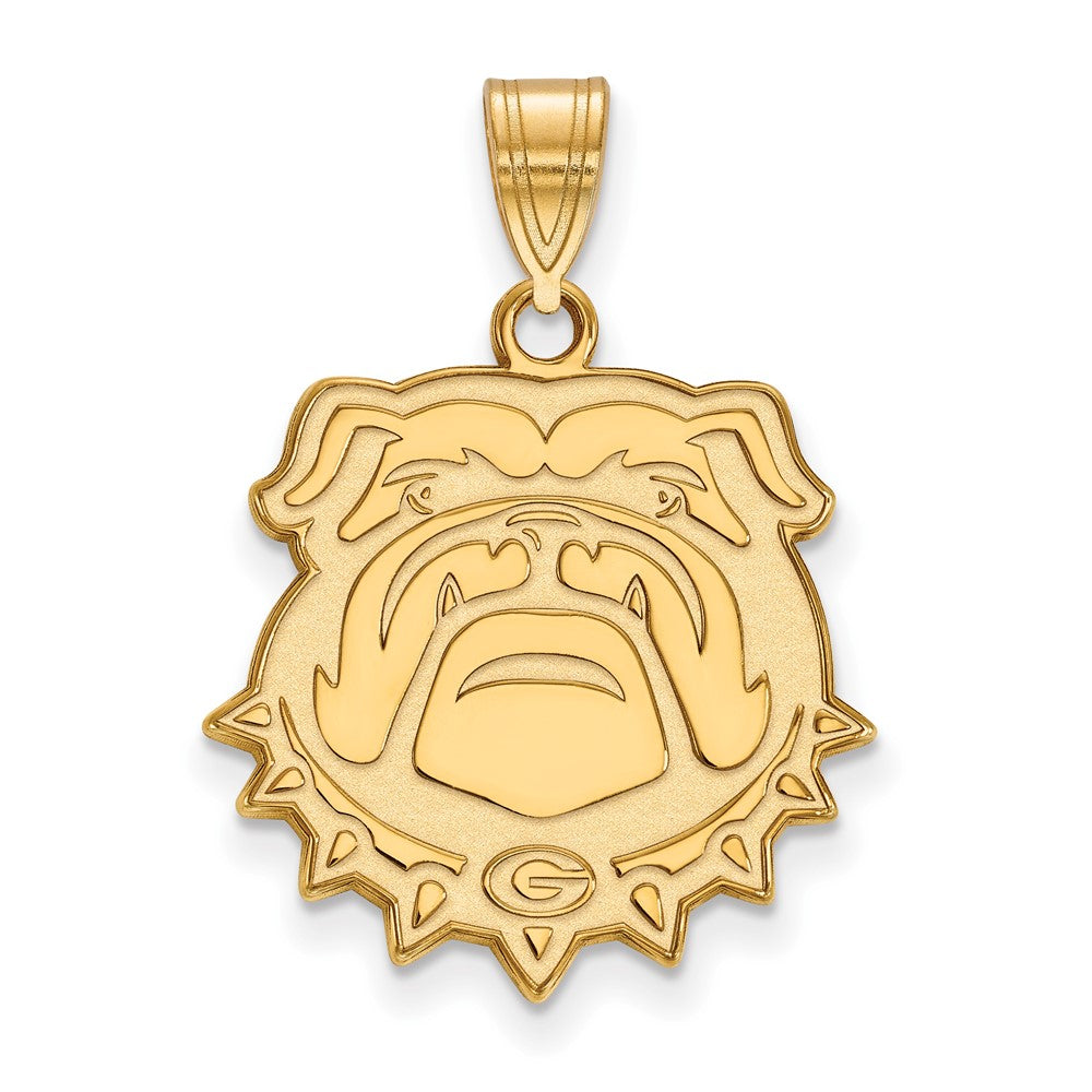 Gold Plated Sterling Silver Logoart University Of Georgia Bulldog Large Pendant