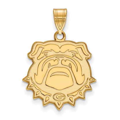 Gold Plated Sterling Silver Logoart University Of Georgia Bulldog Large Pendant