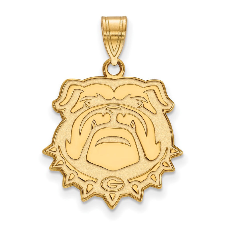 Gold Plated Sterling Silver Logoart University Of Georgia Bulldog Large Pendant