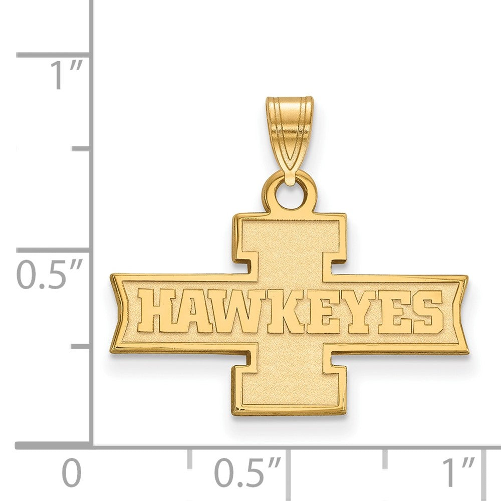 Gold Plated Sterling Silver Logoart University Of Iowa Hawkeyes Small Pendant