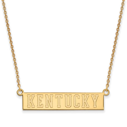 Gold Plated Sterling Silver Logoart University Of Kentucky Small Bar Pendant 18 Inch Necklace
