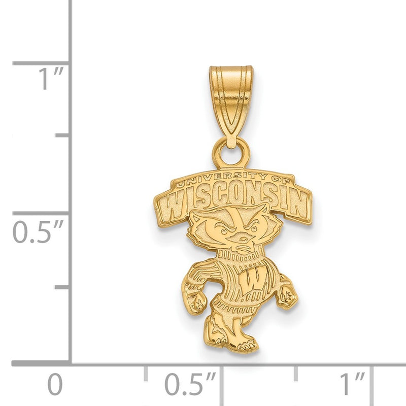 Gold Plated Sterling Silver Logoart University Of Wisconsin Medium Pendant