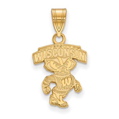 Gold Plated Sterling Silver Logoart University Of Wisconsin Medium Pendant
