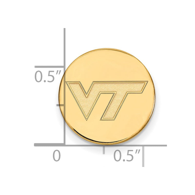 14K Yellow Gold Gold LogoArt Virginia Tech V-T Lapel Pin