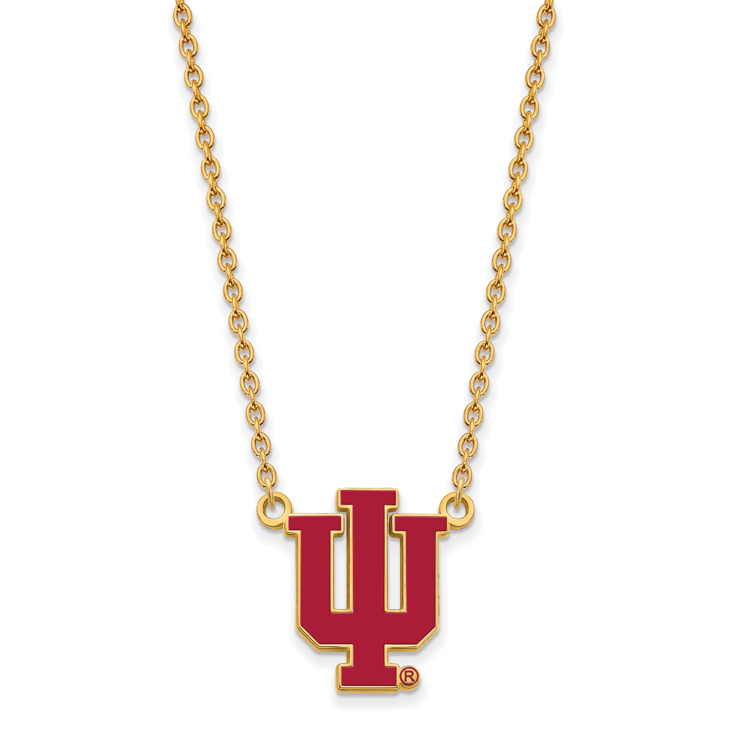 Gold Plated Sterling Silver Logoart Indiana University I U Large Enameled Pendant 18 Inch Necklace