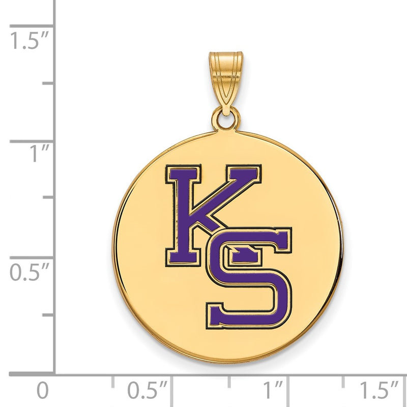 Gold Plated Sterling Silver Logoart Kansas State University K S Extra Large Enameled Disc Pendant