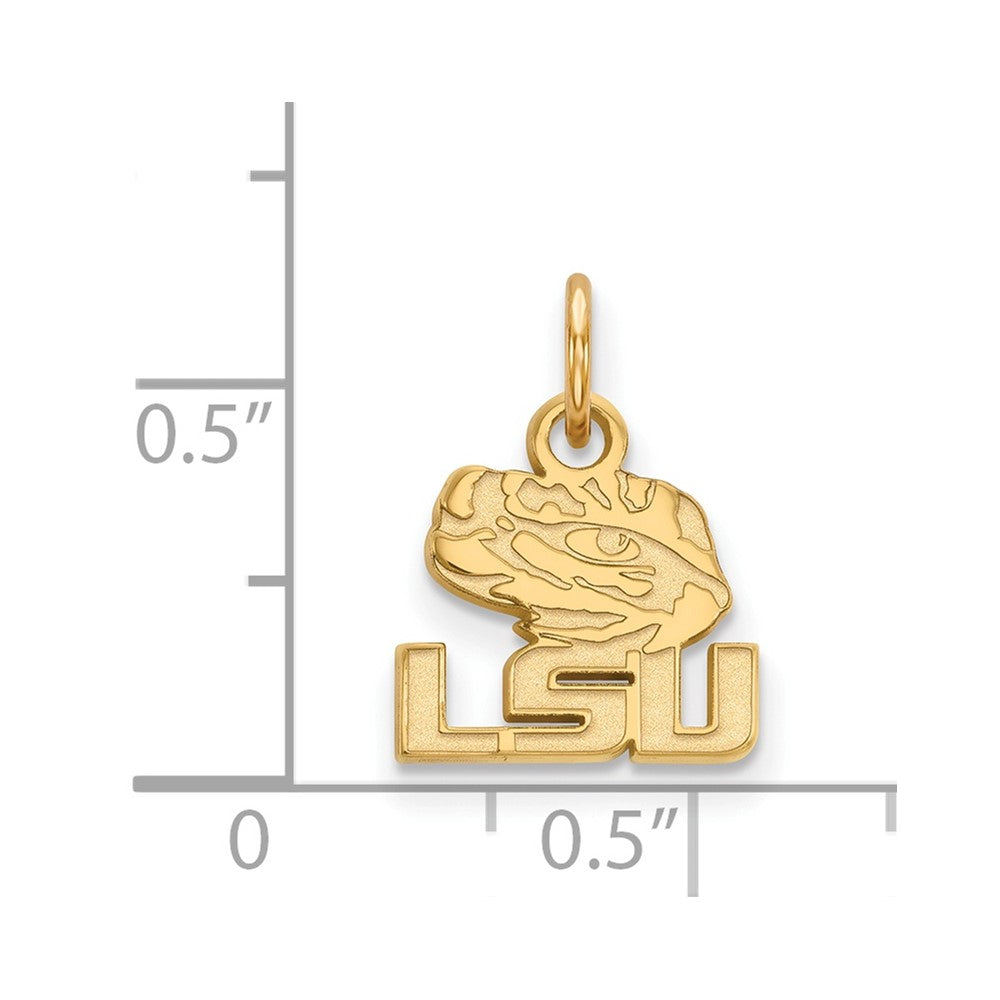 Gold Plated Sterling Silver Logoart Louisiana State University L S U Tiger Eye Extra Small Pendant