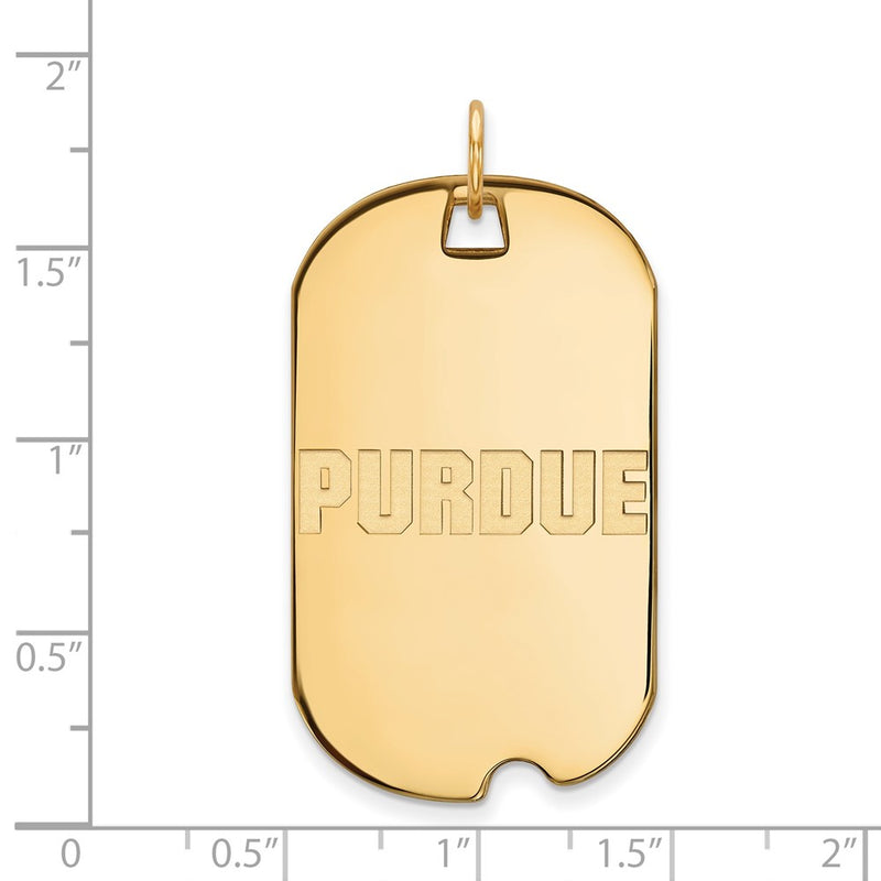 14K Yellow Gold Logoart Purdue University Block Type Large Dog Tag Pendant