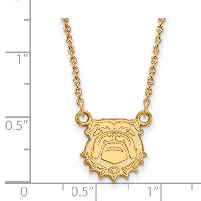 Gold Plated Sterling Silver Logoart University Of Georgia Bulldog Small Pendant 18 Inch Necklace