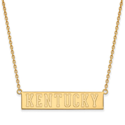 Gold Plated Sterling Silver Logoart University Of Kentucky Large Bar Pendant 18 Inch Necklace