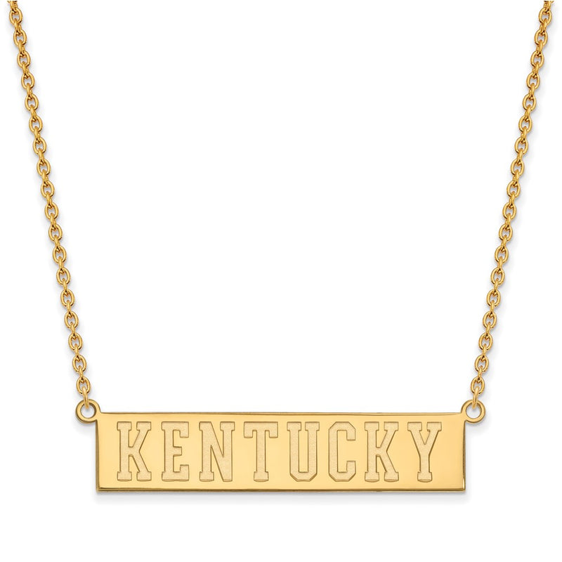 Gold Plated Sterling Silver Logoart University Of Kentucky Large Bar Pendant 18 Inch Necklace