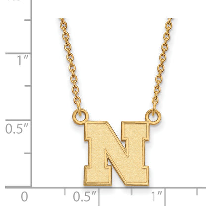 10K Yellow Gold Logoart University Of Nebraska Letter N Small Pendant 18 Inch Necklace