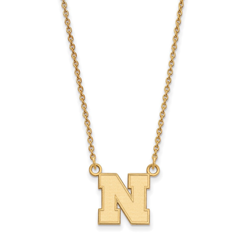 14K Yellow Gold Logoart University Of Nebraska Letter N Small Pendant 18 Inch Necklace