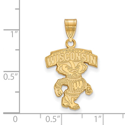 14K Yellow Gold Logoart University Of Wisconsin Large Pendant