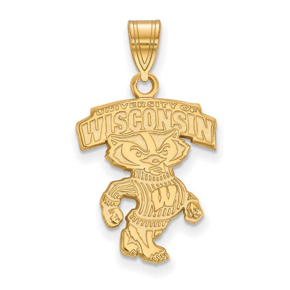 Gold Plated Sterling Silver Logoart University Of Wisconsin Large Pendant