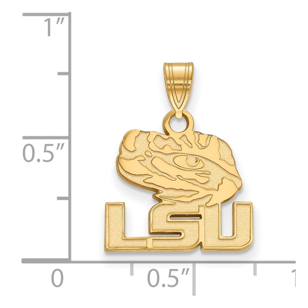 Gold Plated Sterling Silver Logoart Louisiana State University L S U Tiger Eye Small Pendant