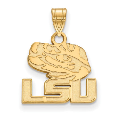 Gold Plated Sterling Silver Logoart Louisiana State University L S U Tiger Eye Small Pendant