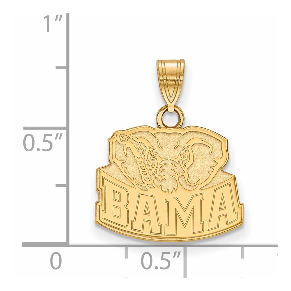 Gold Plated Sterling Silver Logoart University Of Alabama Elephant Small Pendant