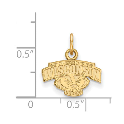 14K Yellow Gold Logoart University Of Wisconsin Extra Small Pendant