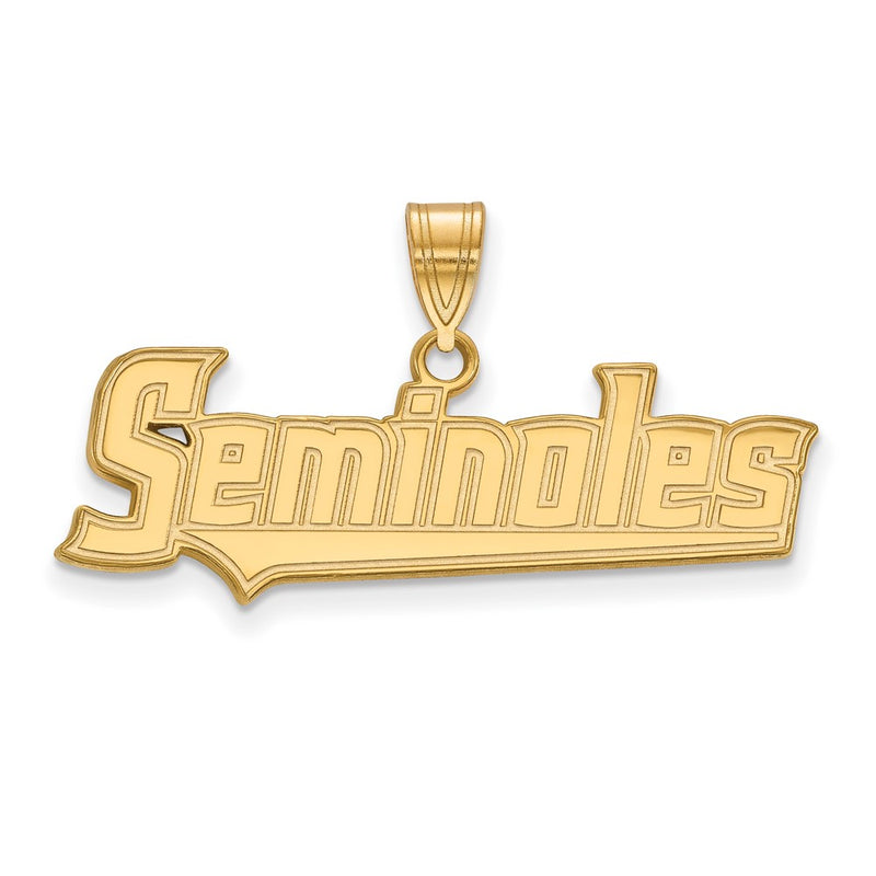 Gold Plated Sterling Silver Logoart Florida State University Seminoles Script Large Pendant