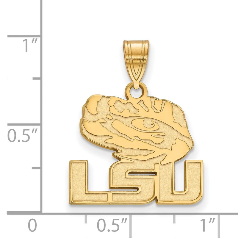 Gold Plated Sterling Silver Logoart Louisiana State University L S U Tiger Eye Medium Pendant