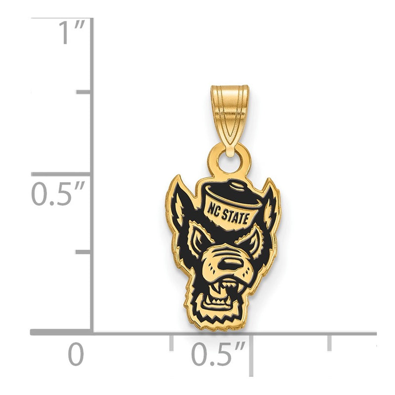 Gold Plated Sterling Silver Logoart North Carolina State University Wolf Small Enameled Pendant