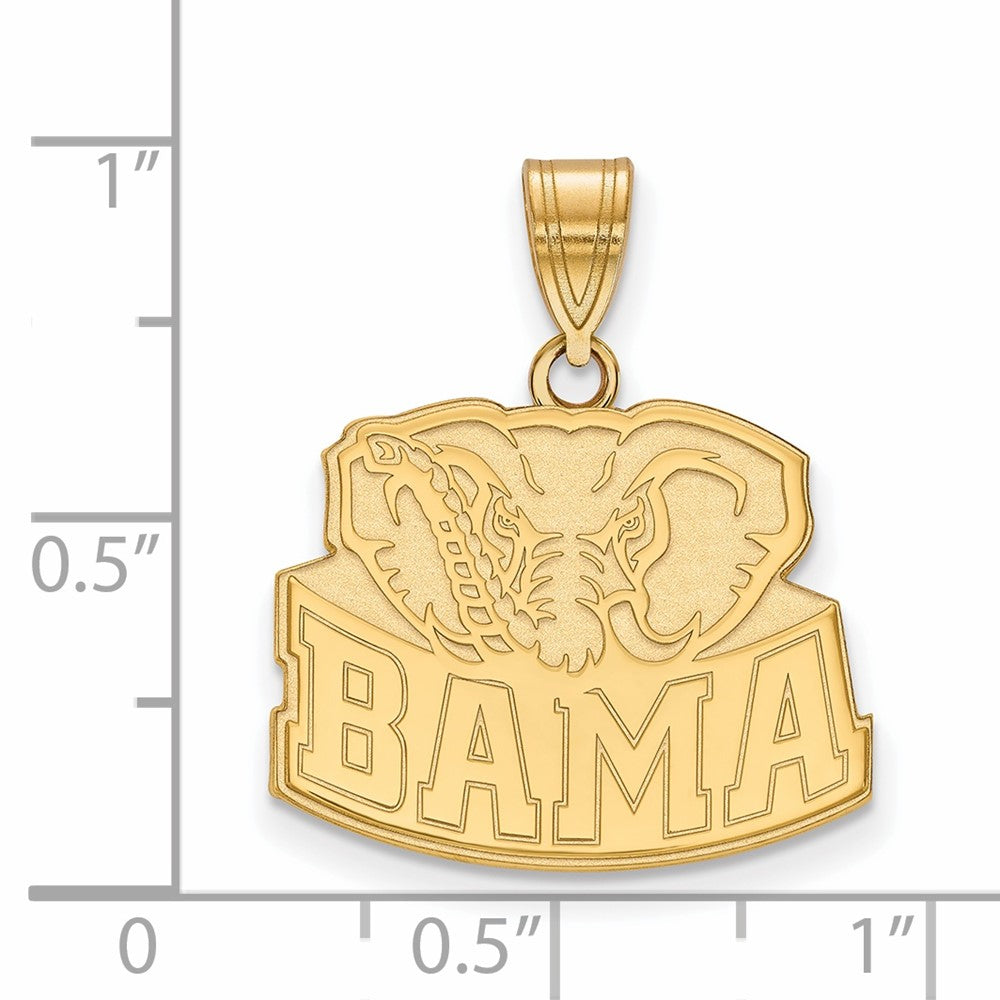 Gold Plated Sterling Silver Logoart University Of Alabama Elephant Medium Pendant