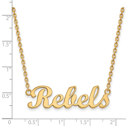 10K Yellow Gold Logoart University Of Mississippi Rebels Script Bar 18 Inch Necklace