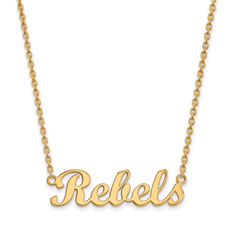 14K Yellow Gold Logoart University Of Mississippi Rebels Script Bar 18 Inch Necklace