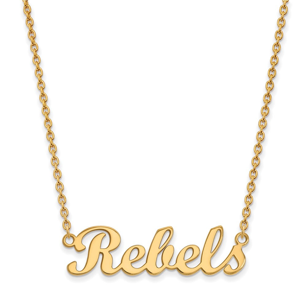 10K Yellow Gold Logoart University Of Mississippi Rebels Script Bar 18 Inch Necklace