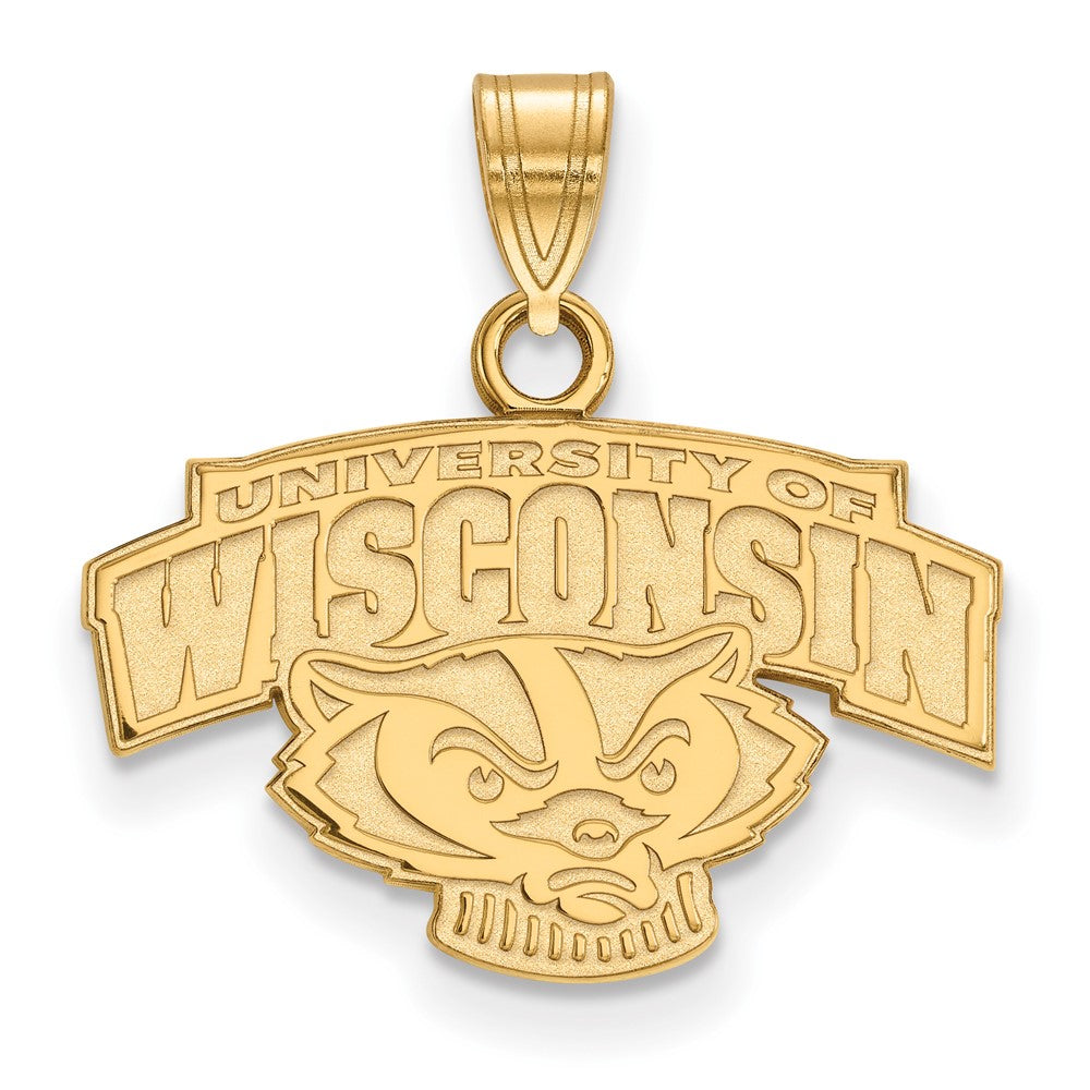 Gold Plated Sterling Silver Logoart University Of Wisconsin Small Pendant