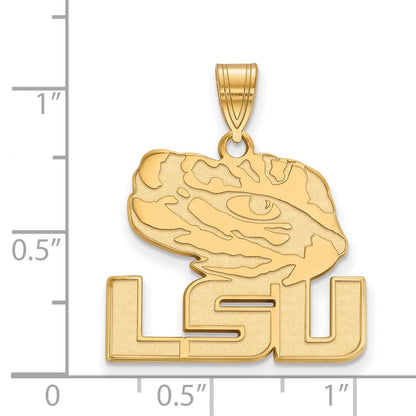Gold Plated Sterling Silver Logoart Louisiana State University L S U Tiger Eye Large Pendant