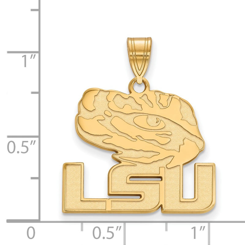 Gold Plated Sterling Silver Logoart Louisiana State University L S U Tiger Eye Large Pendant