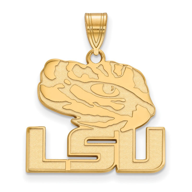 Gold Plated Sterling Silver Logoart Louisiana State University L S U Tiger Eye Large Pendant