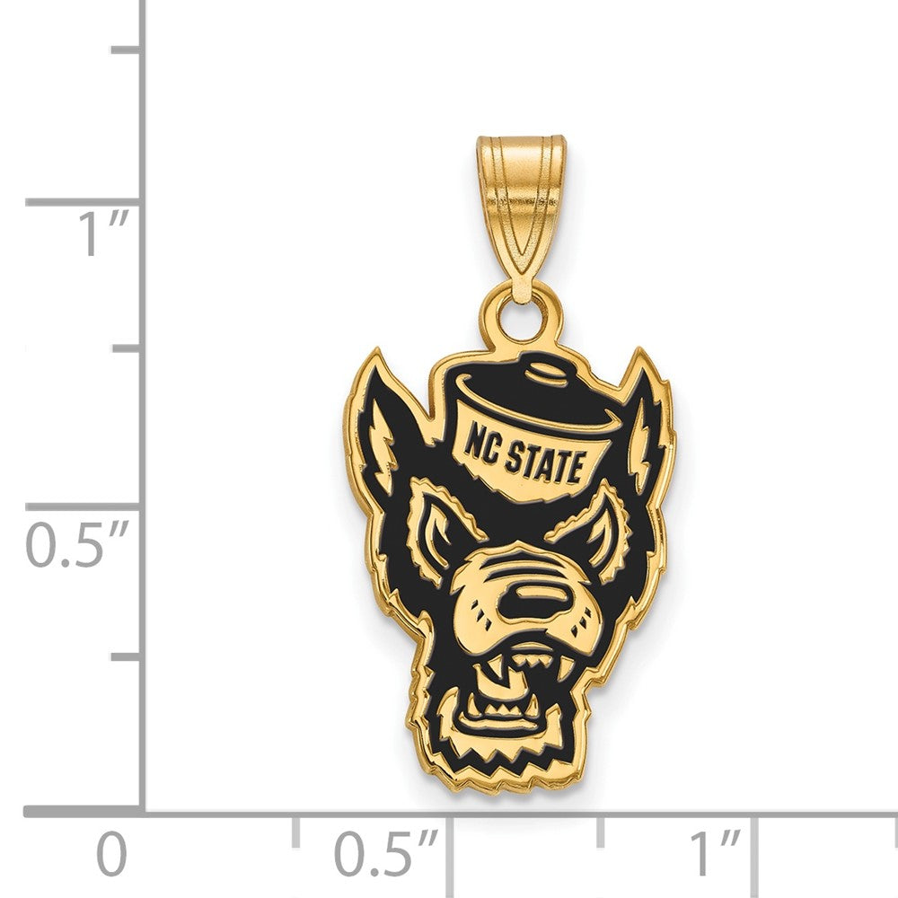 Gold Plated Sterling Silver Logoart North Carolina State University Wolf Large Enameled Pendant