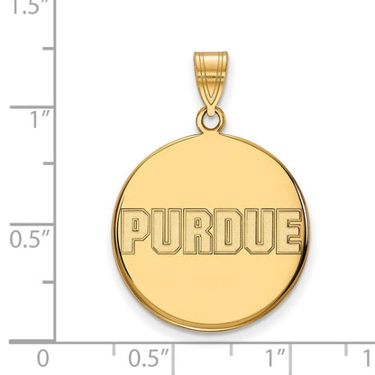 10K Yellow Gold Logoart Purdue University Block Type Large Disc Pendant