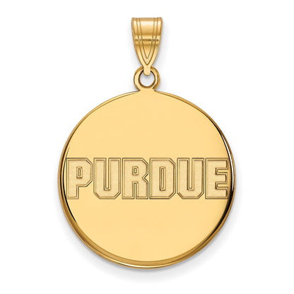 10K Yellow Gold Logoart Purdue University Block Type Large Disc Pendant