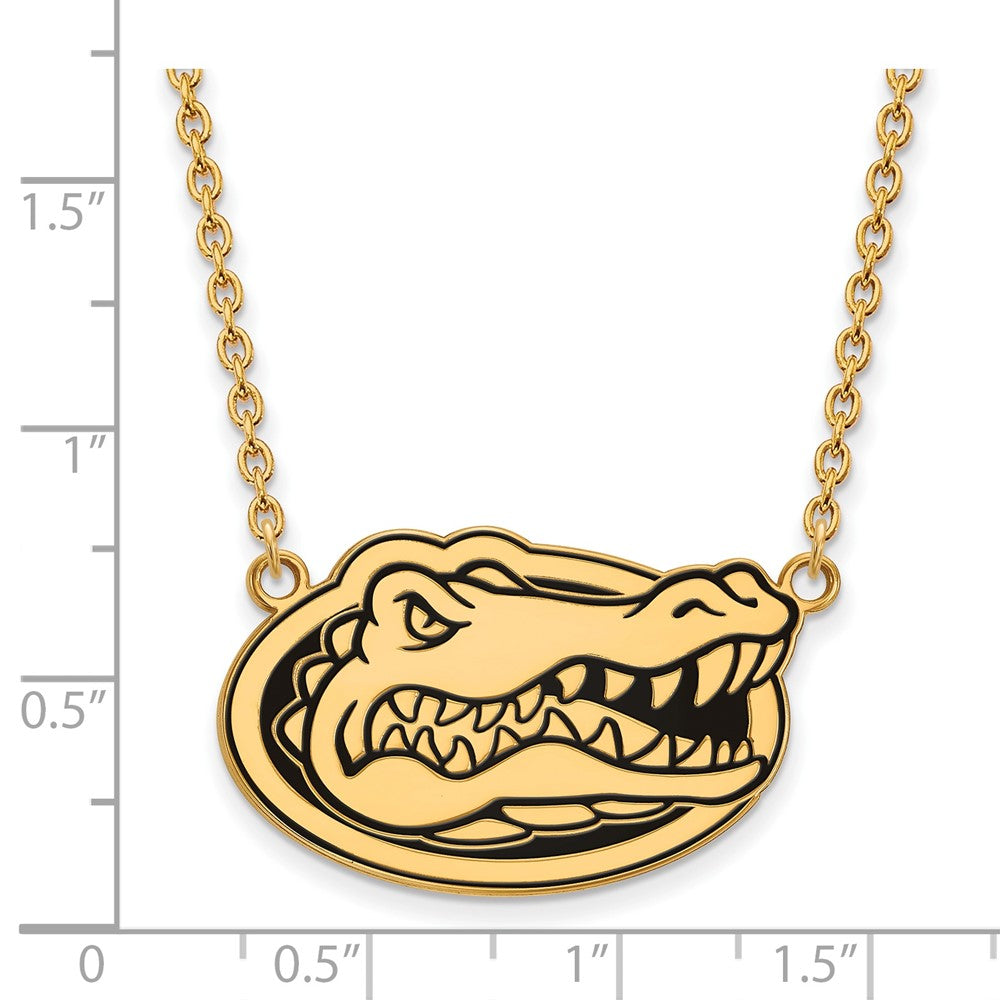 Gold Plated Sterling Silver Logoart University Of Florida Gator Large Enameled Pendant 18 Inch Necklace