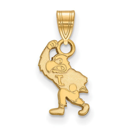 14K Yellow Gold Logoart University Of Iowa Hawk Mascot Small Pendant