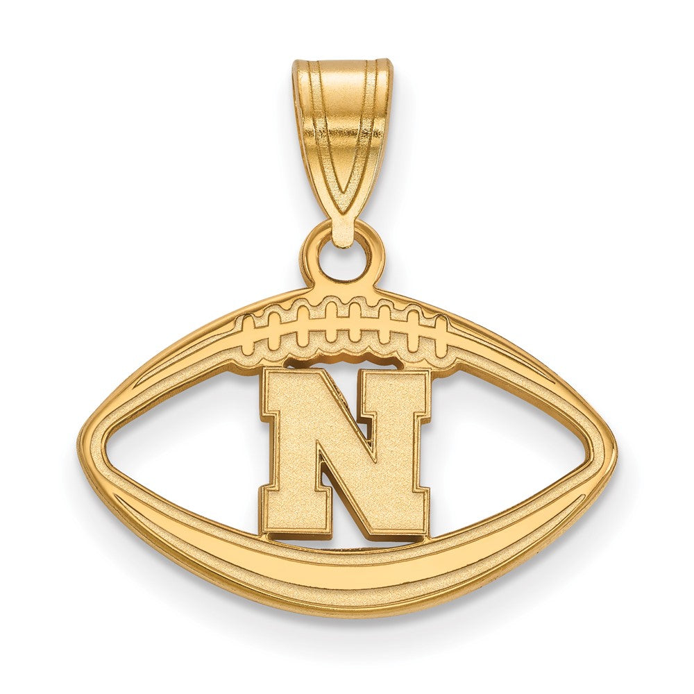 Gold Plated Sterling Silver Logoart University Of Nebraska Letter N Football Pendant