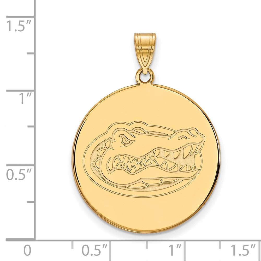 Gold Plated Sterling Silver Logoart University Of Florida Gator Extra Large Disc Pendant