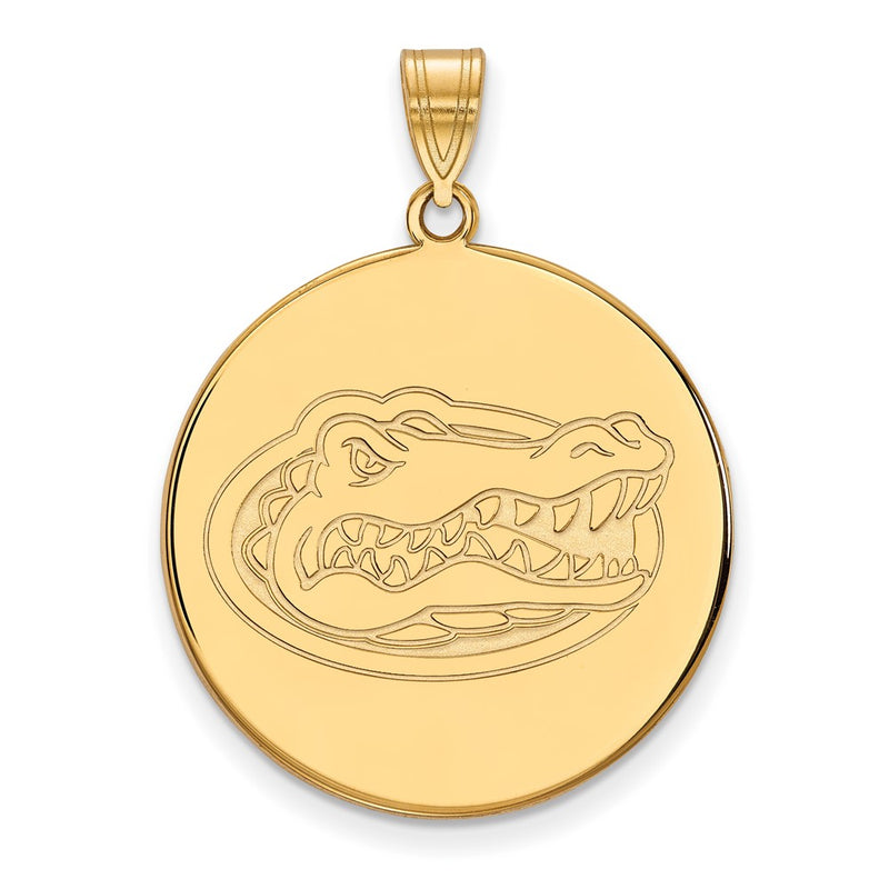 Gold Plated Sterling Silver Logoart University Of Florida Gator Extra Large Disc Pendant